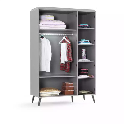 Kleiderschrank Schrank Holzschrank Schlafzimmer Möbel Holz Grau Luxus