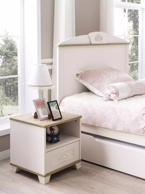 Funktionsbett Ausziehbares Kinderbett Bett Weiß Set 5tlg Holzbett