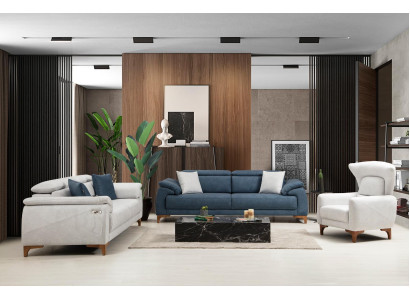 Wohnzimmer Set Modern Luxus Sofagarnitur 3 tlg Polster Möbel Textil Neu