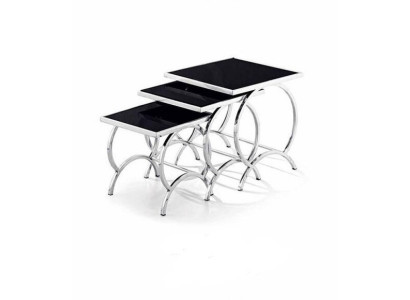Beistelltisch Tisch 3x Couchtisch Sofa Tische Wohnzimmer Design Edelstahl