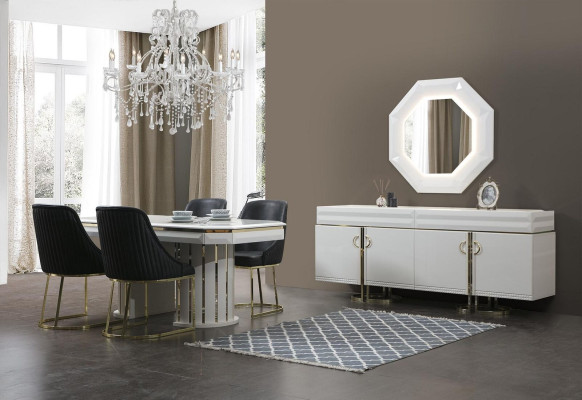 Luxuriöser Stuhl in universeller weißer Farbe für modernes Esszimmer