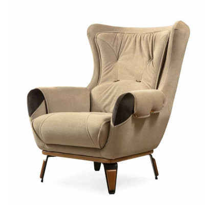 Sessel Sitz Klassisch Fernseh Wohnzimmer Polster Einsitzer Stoff Beige
