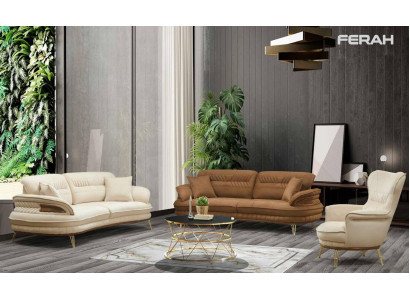 Luxus Sofagarnitur 3+3+1 Sitzer Dreisitzer Sofa Sofas Sessel Design