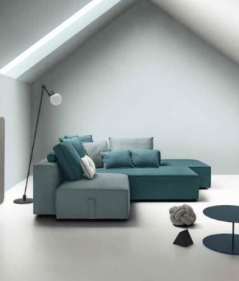 Designer Sofa Couch Ecke Hocker gepolstert Set Wohnraum L-Form Modern alfitalia