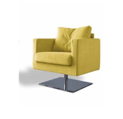 Sessel Stuhl Polster Fernseh TextilGelb Luxus Stoff Design Lounge Club Relax Neu