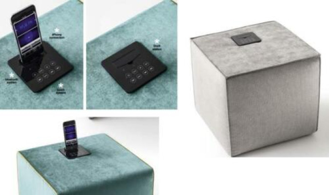 Hocker Ladestation Handy Polsterhocker Sitzhocker Hocker Ottomane Pouf Fußhocker