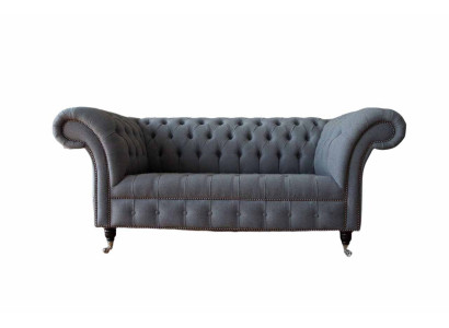 Englische Chesterfield Büro Sitzmöbel Einrichtung Sofa Couch 2 Sitz Textil