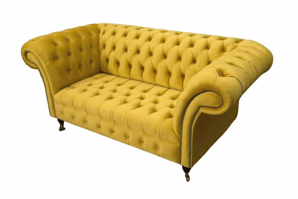 Chesterfield Couch Sofa Polster 2 Sitzer Wohnzimmer Couchen Sitz Gelb