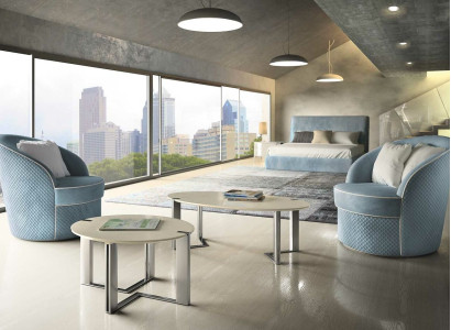 Design Sofa Sessel Couch Polster Luxus Textil Couchen 1 Sitzer Blau Schalfzimmer