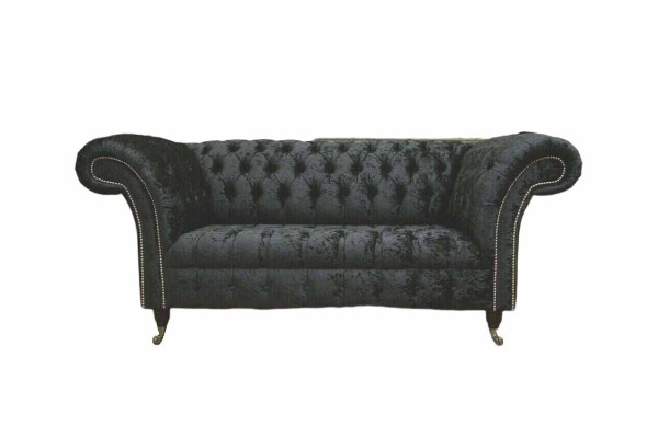 Englische Chesterfield Büro Sitzmöbel Einrichtung Sofa Couch 2 Sitz Schwarz