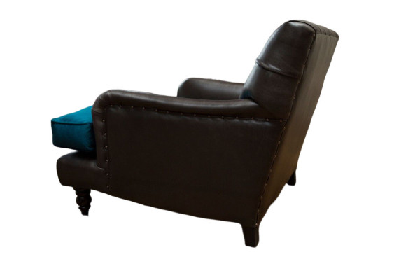 Chesterfield Sessel Couch 1 Sitzer Couchen Polster Sofa Leder Grau