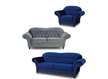 Chesterfield Sofagarnitur Couch Polster Möbel 3+2+1 Samt Stoff Couchen