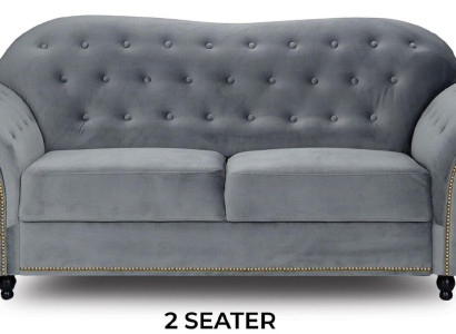 Zweisitzer Graue Chesterfield Couch Polster Möbel Stoff Couchen Sofas Textil