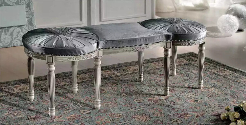Klassische Grau Sitzbank Design Textil Neu Polster Stoff Sitzmöbel
