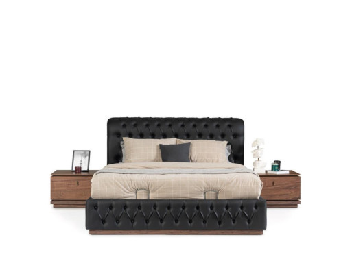 Schlafzimmer Bett Chesterfield Hotel Luxus Polster Doppel schwarz neu
