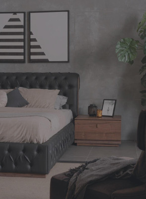 Schlafzimmer Bett Chesterfield Hotel Luxus Polster Doppel schwarz neu