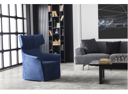 Sessel in Blau Einsitzer Moderner Stil Mittelweich Luxuriös Polster Möbel