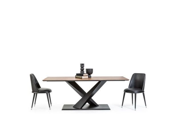 Säulentisch Küchentisch Luxus im modernen Stil brauner Tisch 208x92cm