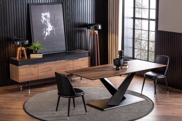 Säulentisch Küchentisch Luxus im modernen Stil brauner Tisch 208x92cm
