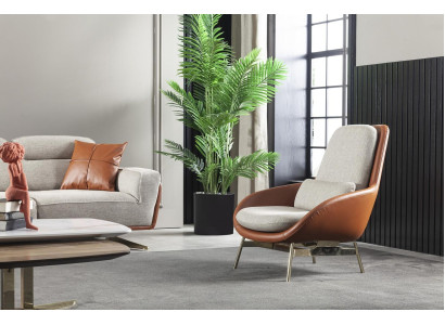 Lehnstuhl Wohnzimmer Sessel Relax Stühle Club Lounge Möbel Braun Sofa