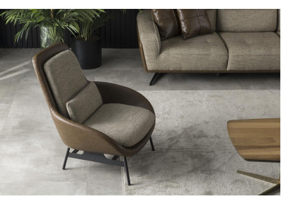 Wohnzimmer Sessel Lehnstuhl Relax Stühle Club Lounge Möbel Braun Sofa
