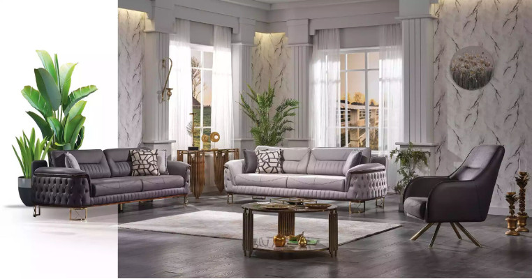 Braune Chesterfield Sofagarnitur 3+3+1 Sitzer Designer Couchen 3tlg