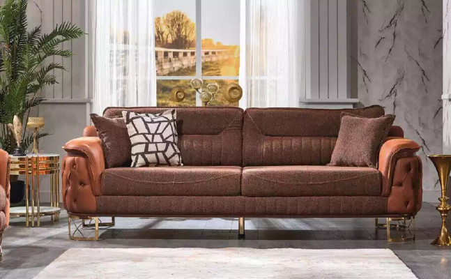 Braune Chesterfield Sofagarnitur 3+3+1 Sitzer Designer Couchen 3tlg