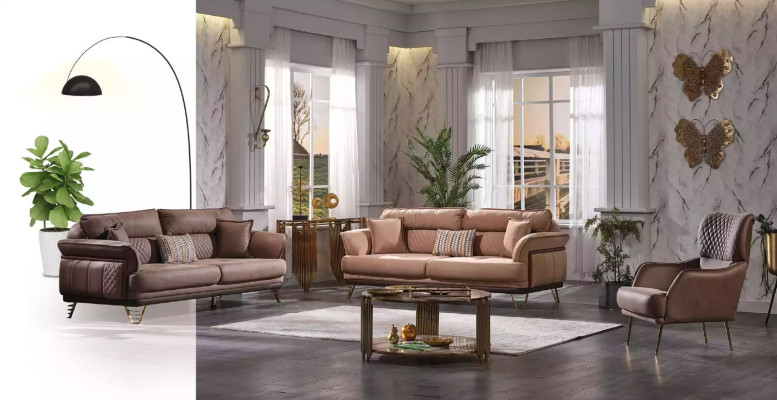 Beiger Dreisitzer Luxus Sofa Moderne Wohnzimmer Couchen 3-Sitzer Stil