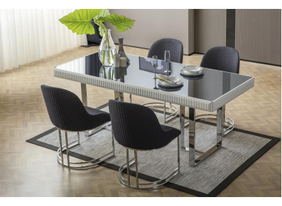 Garnitur Essgruppe Esszimmer Esstisch Stühle 7tlg Luxus Weiß Modern