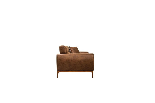 Dreisitzer Sofa 3 Sitzer Polstersofa Braun Couch Polster Kunstleder