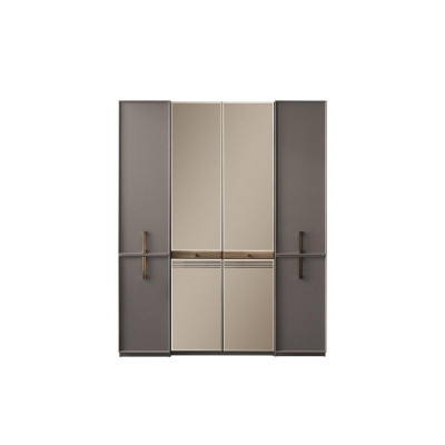 Kleiderschrank Schlafzimmerschrank Schrank Holzschrank Grau Spiegel