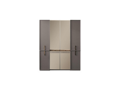 Kleiderschrank Schlafzimmerschrank Schrank Holzschrank Grau Spiegel