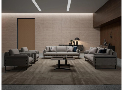 Beige Sofagarnitur Wohnzimmer Holz 2x Couchtisch 2x Sofa Dreisitzer Polstermöbel