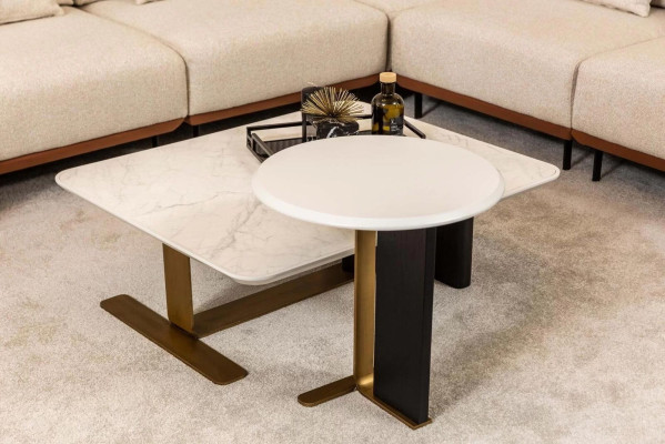 Gruppe Couchtische Sofatische Kaffeetische Holz Beistelltische Weiß