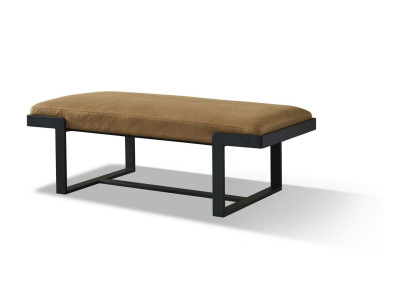 Hocker Polsterhocker Fuß Ablage Möbel Wohnen Sitzbänke Sitz Leder Braun