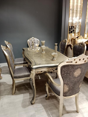 Modernes Esszimmer Möbel luxuriösen Esstisch + 6x Stühle Tisch Stühle