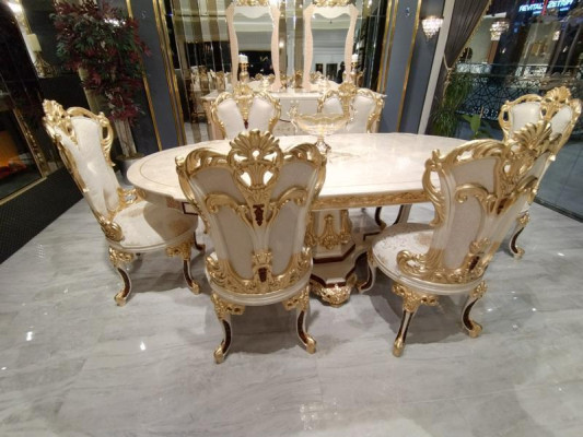 Garnitur Esszimmer Stuhl Set 6x Stühle Luxus Möbel Gruppe Sessel Sitzgarnitur