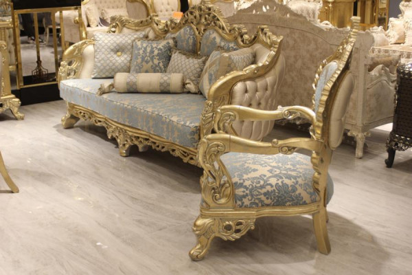 Chesterfield Sofa 3 Sitzer Polster Sofa Klassisch Textil Holz Neu