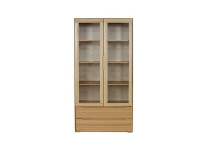 Klassischer Vitrinen Schrank Vitrine Handarbeit Vollholz Schrank Holz Schränke