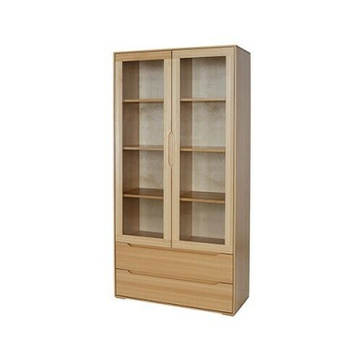 Klassischer Vitrinen Schrank Vitrine Handarbeit Vollholz Schrank Holz Schränke
