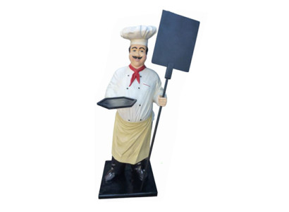 Koch Figur Statue Skulptur Werbefigur Menütafel Werbeaufsteller Speisekarte Deko