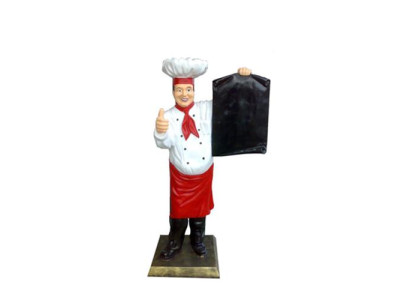 Koch Figur Statue Skulptur Werbefigur Menütafel Werbeaufsteller Restaurant 140cm
