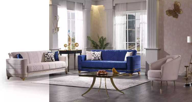 Moderner Sessel Wohnzimmer Einsitzer Designer Lounge Farbe beige Holz