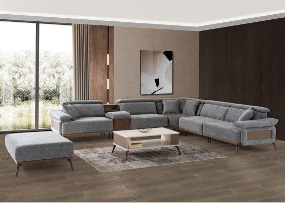 Ecksofa L form Stoffsofa Polstersofa Couch Sofa Blau Moderne Stoff