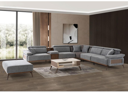 Ecksofa L form Stoffsofa Polstersofa Couch Sofa Blau Moderne Stoff