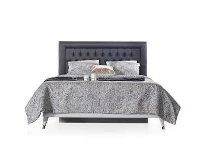 Chesterfield Doppelbett Bett mit Bettkasten Bettrahmen Grau Polster