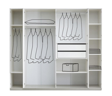 Kleiderschrank Schrank Holzschrank Schlafzimmerschrank Weiß Spiegel