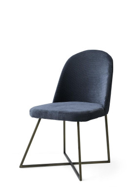 Esszimmerstuhl Stuhl Küchenstuhl Lehnstuhl Stoff Polster Blau Design
