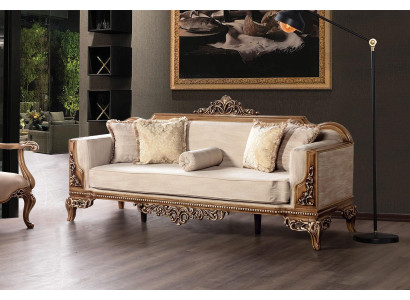 Modern Dreisitzer Couch Polster Möbel Sofa Barock Rokoko Sofas Couchen Samt