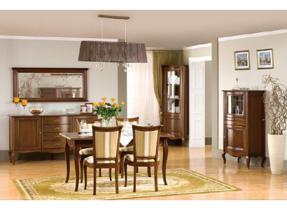 Klassiches Esszimmer Set Kommode Tisch Stühle Vitrine Wohnzimmer Set Italien Neu